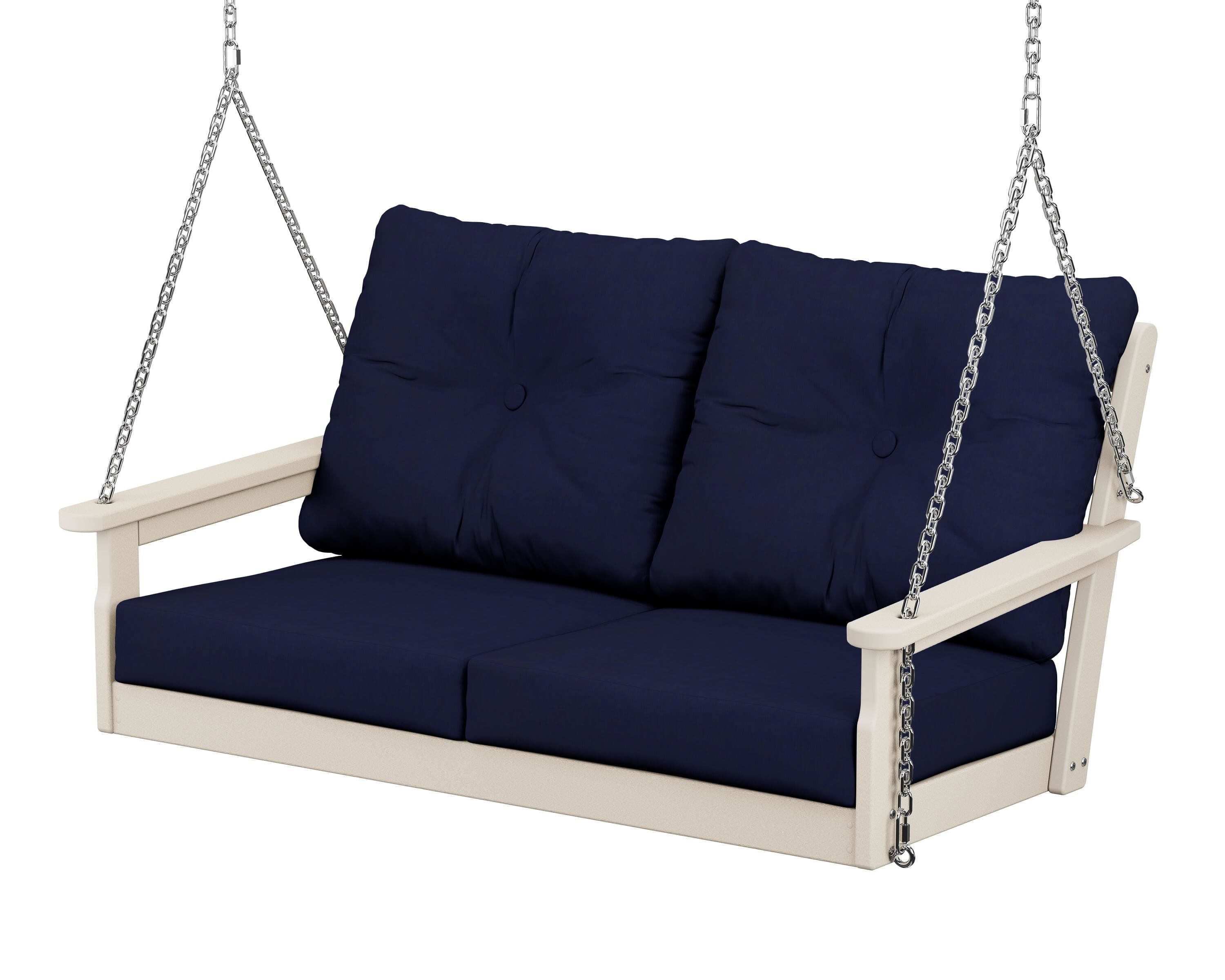 POLYWOOD® Vineyard Deep Seating Swing in Sand / Navy
