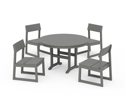 POLYWOOD® EDGE Side Chair 5-Piece Round Farmhouse Dining Set in Slate Grey
