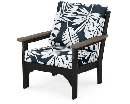 POLYWOOD® Vineyard Deep Seating Chair in Black / Kona / Leaf Marine Indigo