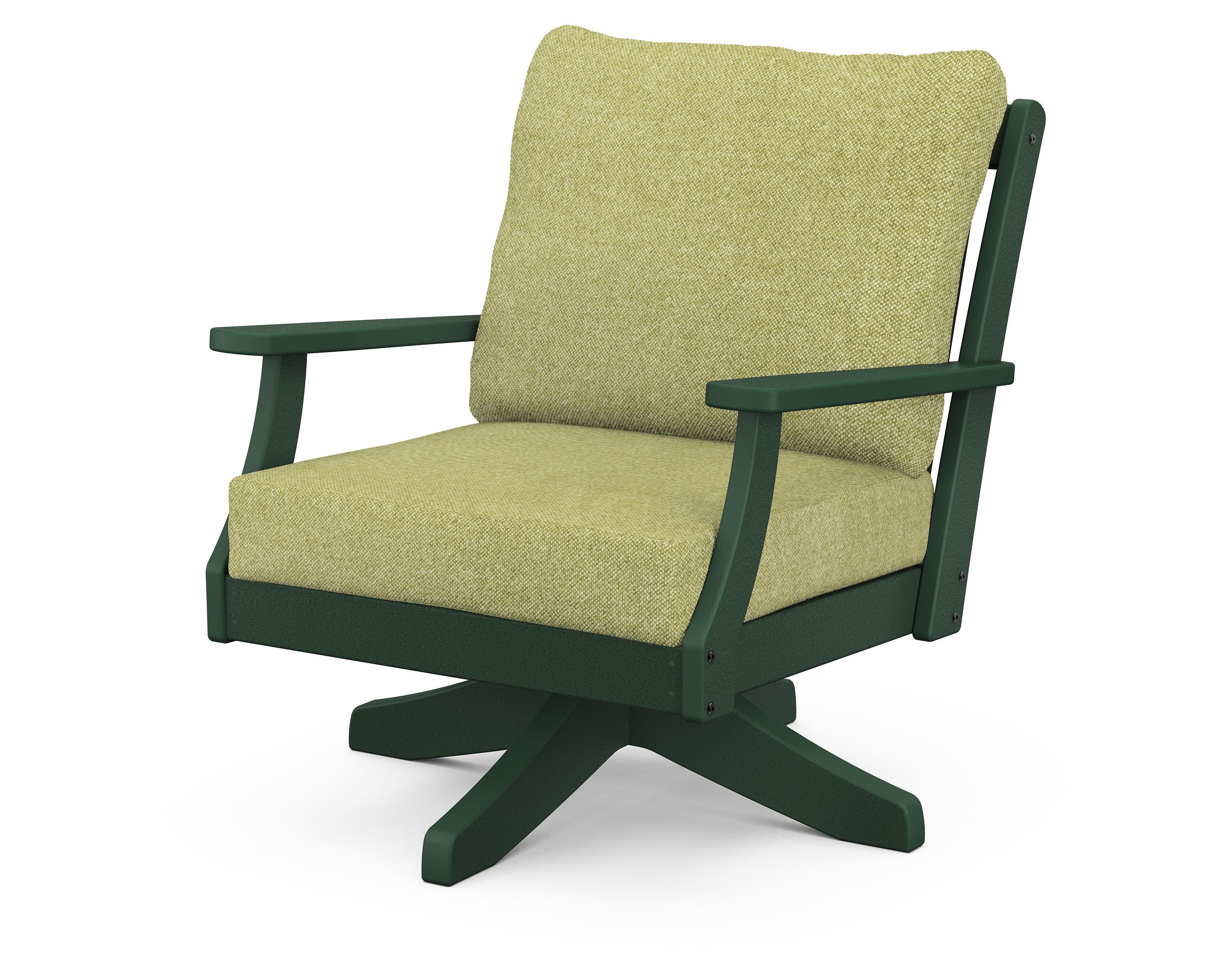 POLYWOOD® Braxton Deep Seating Swivel Chair in Green / Chartreuse Boucle