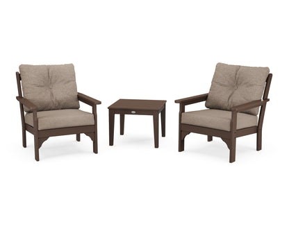 POLYWOOD® Vineyard 3-Piece Deep Seating Set in Mahogany / Spiced Burlap