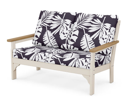 POLYWOOD® Vineyard Deep Seating Loveseat in Sand / Natural / Leaf Navy