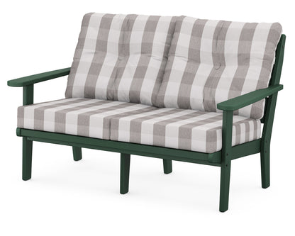 POLYWOOD® Lakeside Deep Seating Loveseat in Green / Buffalo Plaid Grey Mist
