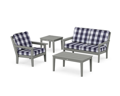 Country Living Wovendale 4-Piece Deep Seating Set in Slate Grey / Buffalo Plaid Navy