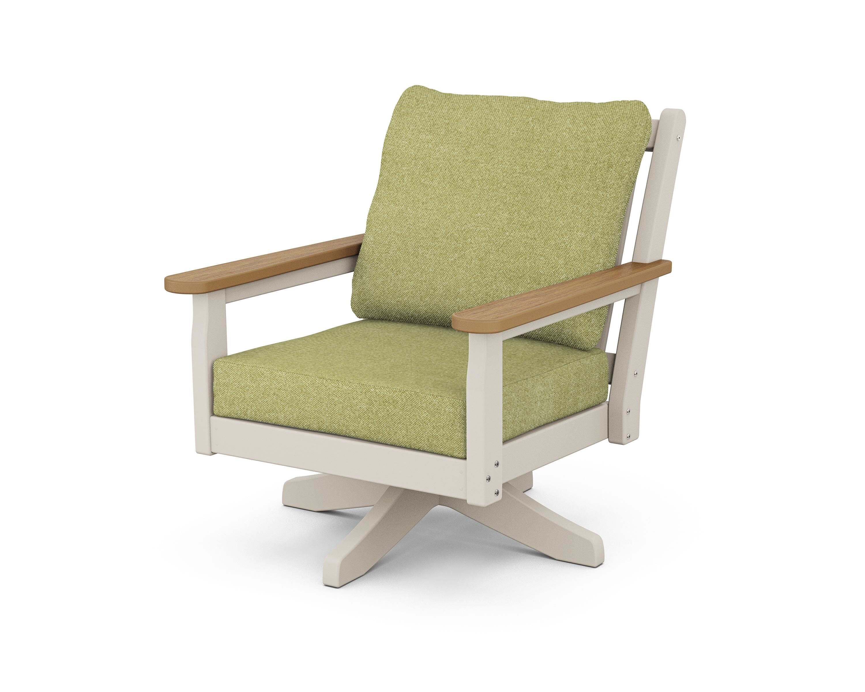 POLYWOOD® Chippendale Deep Seating Swivel Chair in Sand / Natural / Chartreuse Boucle