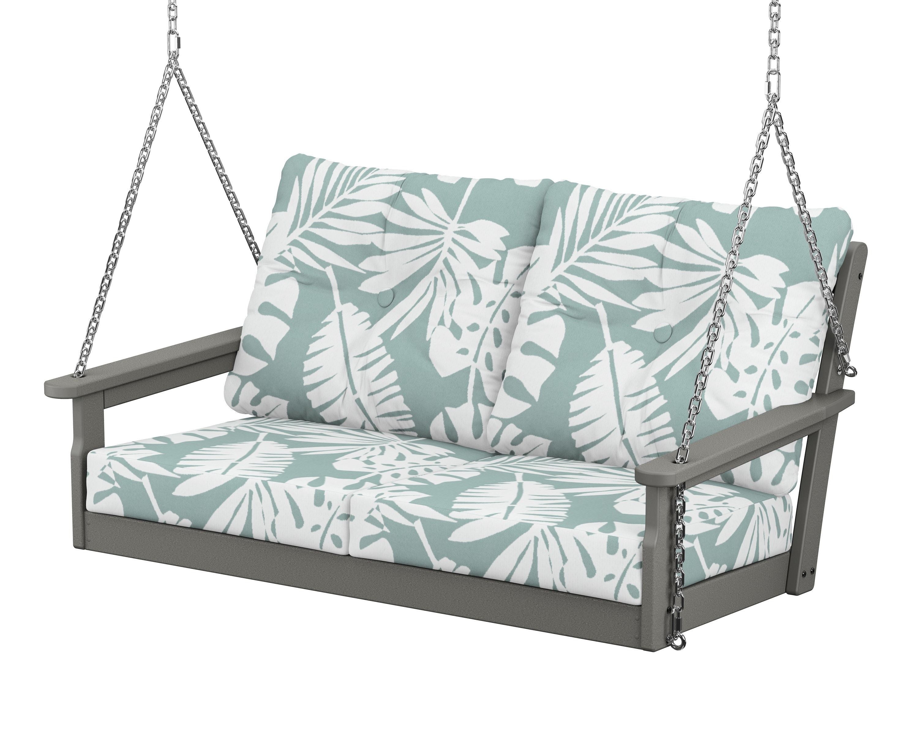 POLYWOOD® Vineyard Deep Seating Swing in Slate Grey / Leaf Glacier Spa