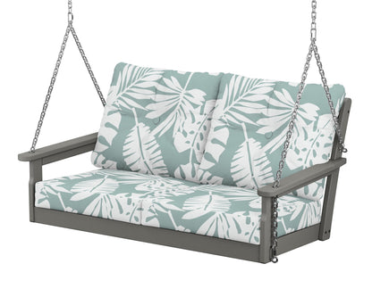POLYWOOD® Vineyard Deep Seating Swing in Slate Grey / Leaf Glacier Spa