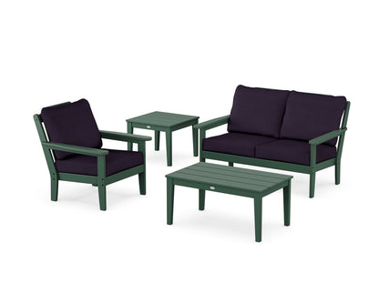 Country Living Wovendale 4-Piece Deep Seating Set in Green / Navy Linen