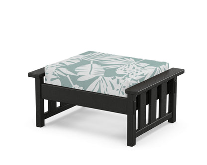 Martha Stewart by POLYWOOD® Acadia Deep Seating Ottoman in Black / Leaf Glacier Spa