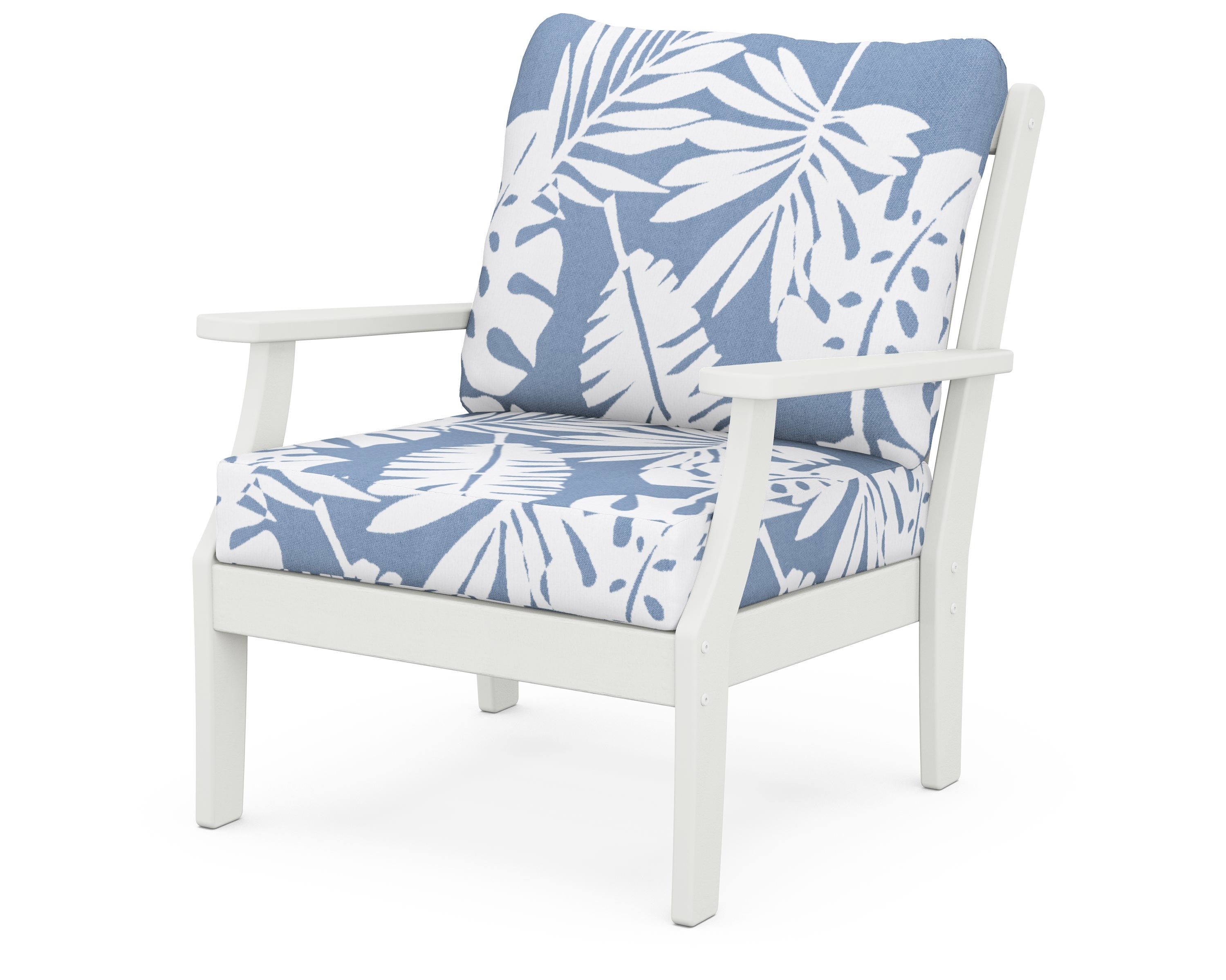 POLYWOOD® Braxton Deep Seating Chair in Vintage White / Leaf Sky Blue