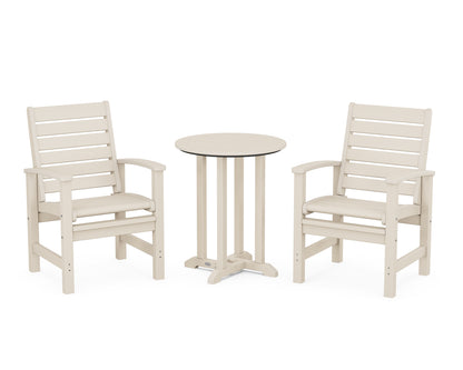 POLYWOOD® Signature 3-Piece Round Farmhouse Bistro Dining Set in Sand