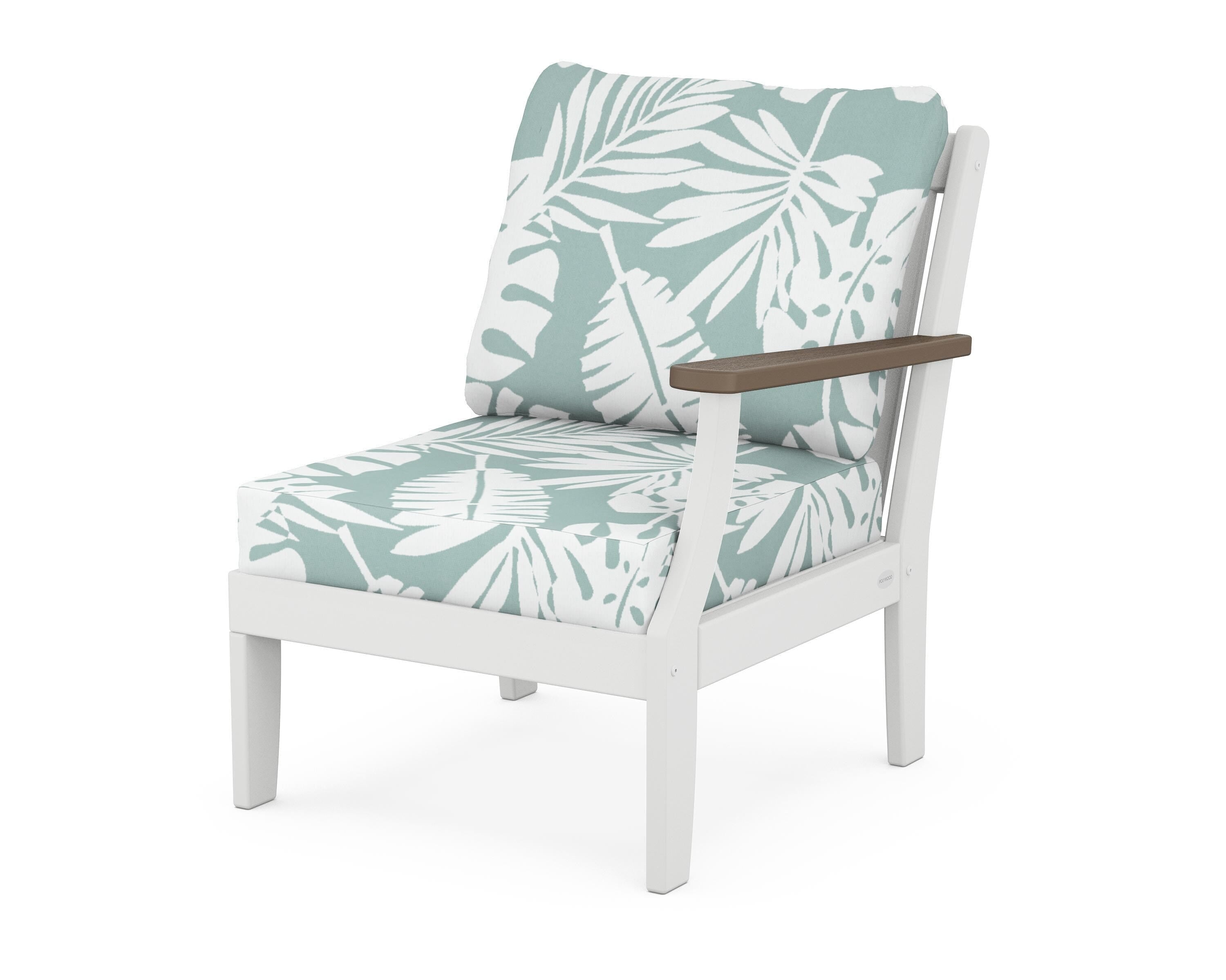 POLYWOOD® Braxton Modular Right Arm Chair in White / Kona / Leaf Glacier Spa