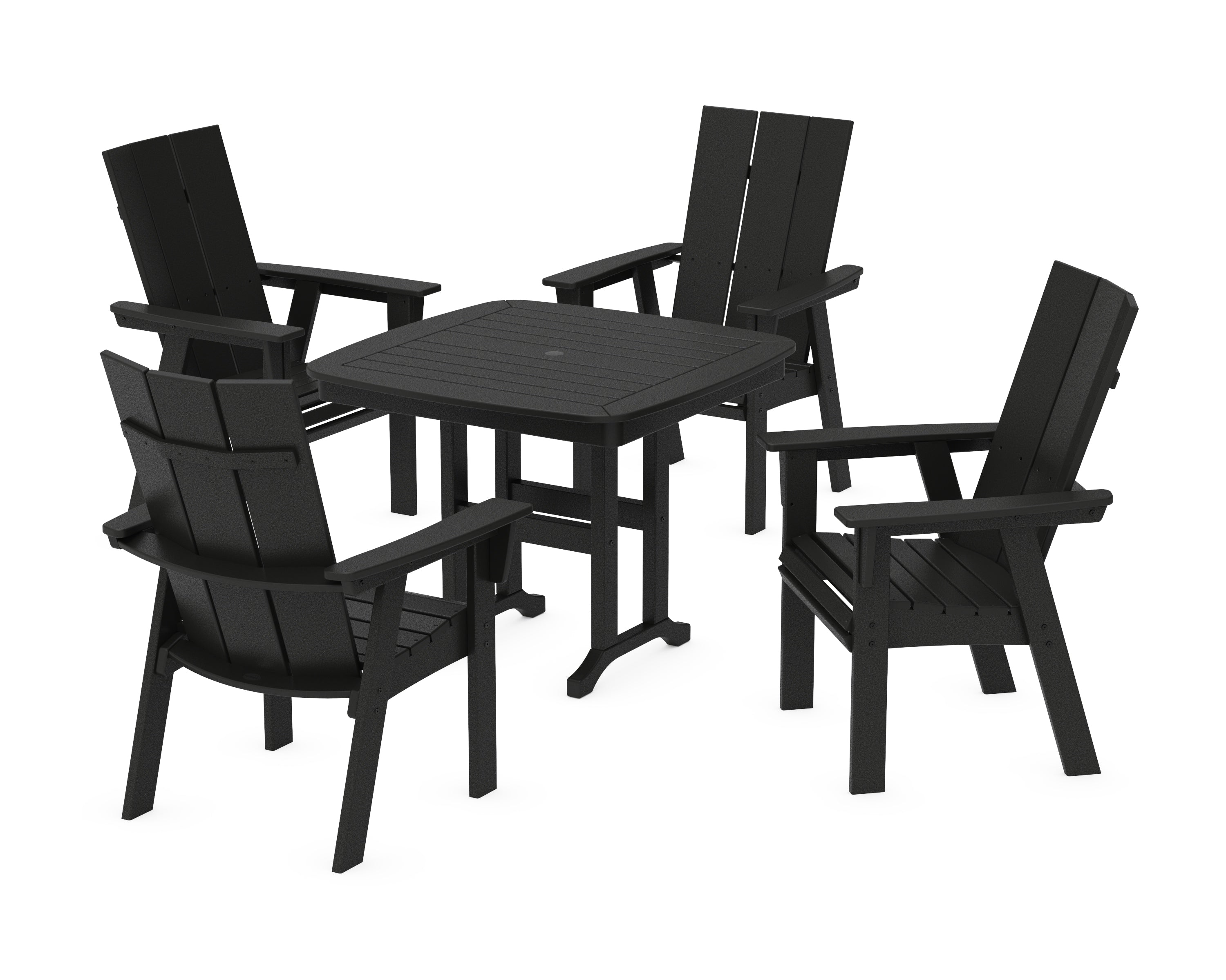 POLYWOOD® Modern Curveback Adirondack 5-Piece Dining Set in Black