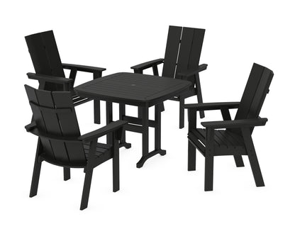 POLYWOOD® Modern Curveback Adirondack 5-Piece Dining Set in Black