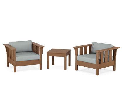 Martha Stewart by POLYWOOD® Acadia 3-Piece Deep Seating Set in Teak / Spa