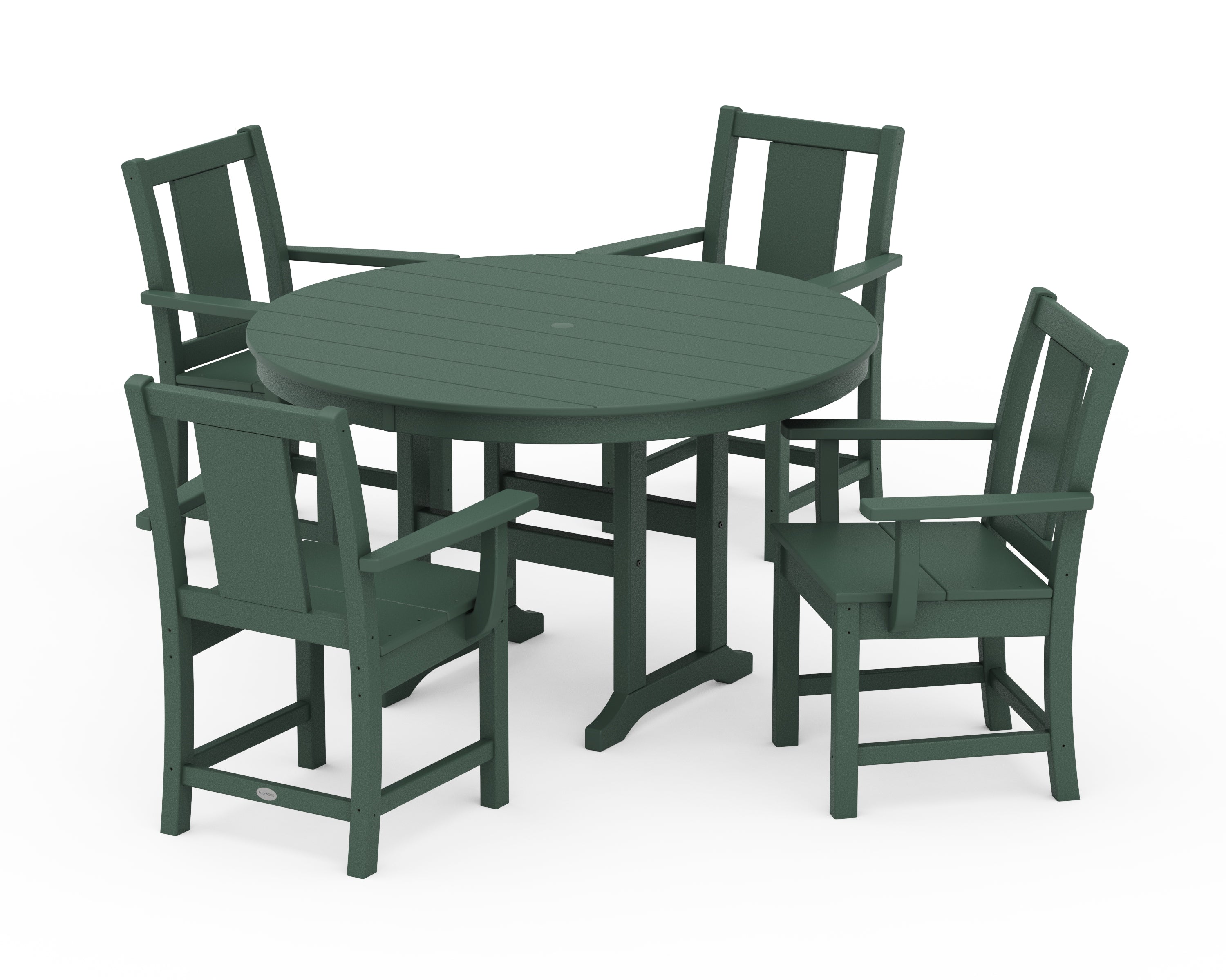 POLYWOOD® Prairie 5-Piece Round Farmhouse Dining Set in Green