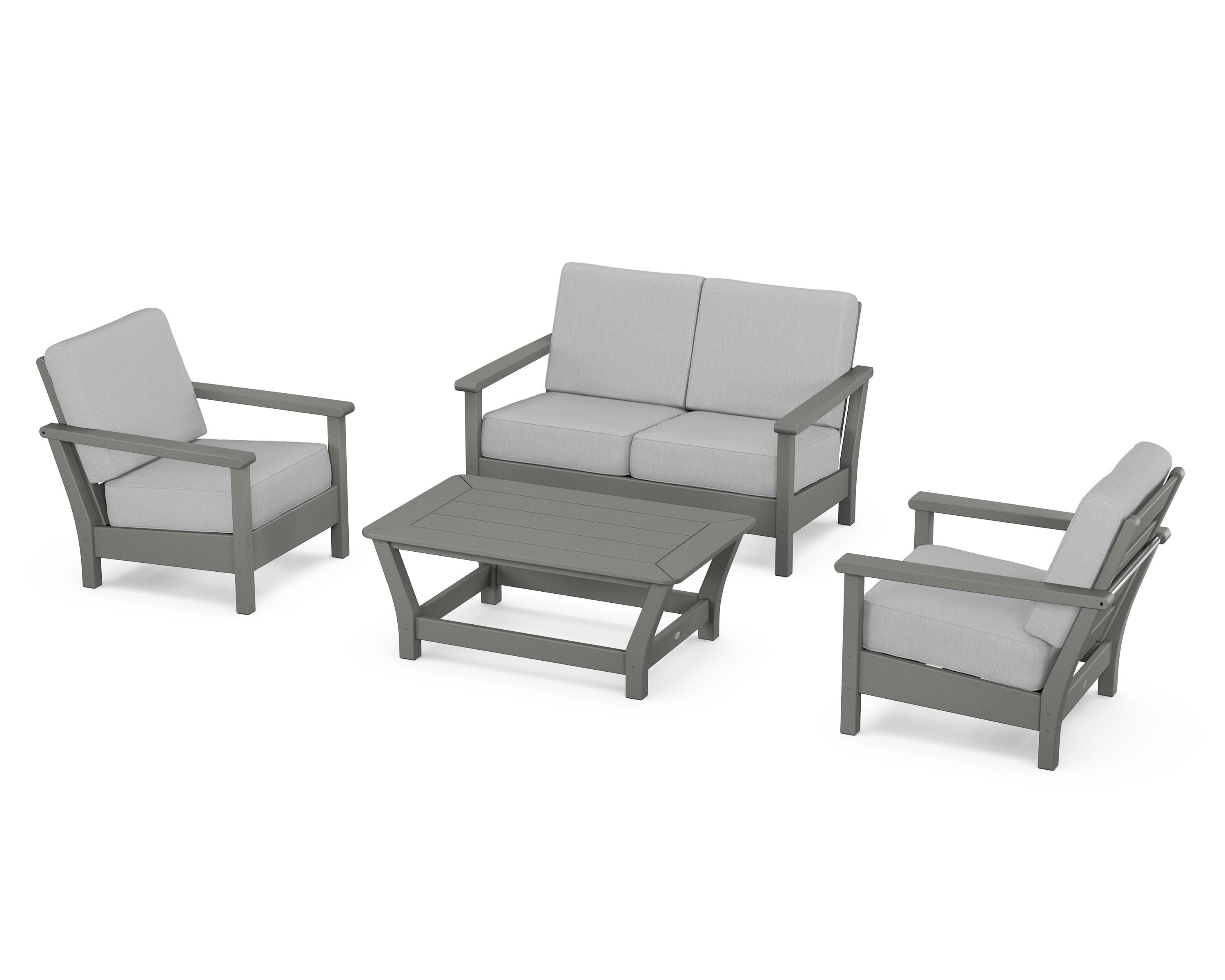 POLYWOOD® Harbour 4-Piece Deep Seating Set in Slate Grey / Granite