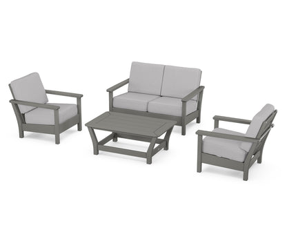 POLYWOOD® Harbour 4-Piece Deep Seating Set in Slate Grey / Granite