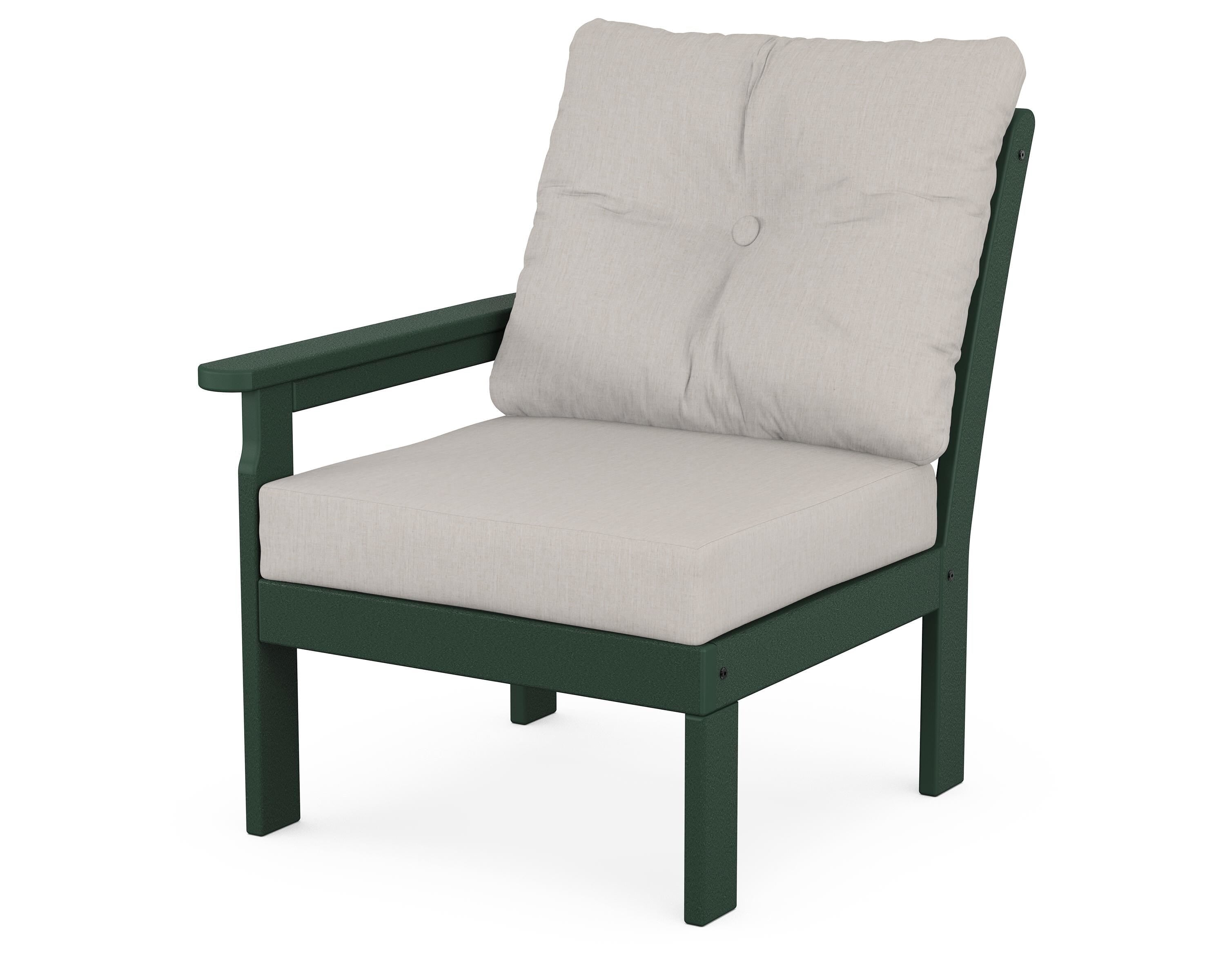 POLYWOOD® Vineyard Modular Left Arm Chair in Green / Cast Ash