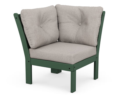 POLYWOOD® Vineyard Modular Corner Chair in Green / Weathered Tweed