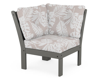 POLYWOOD® Vineyard Modular Corner Chair in Slate Grey / Leaf Dune Burlap