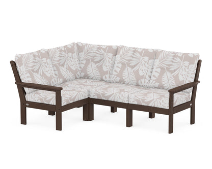 POLYWOOD® Vineyard 4-Piece Sectional in Mahogany / Leaf Dune Burlap