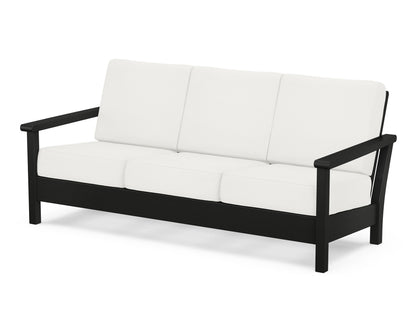 POLYWOOD® Harbour Deep Seating Sofa in Black / Natural Linen
