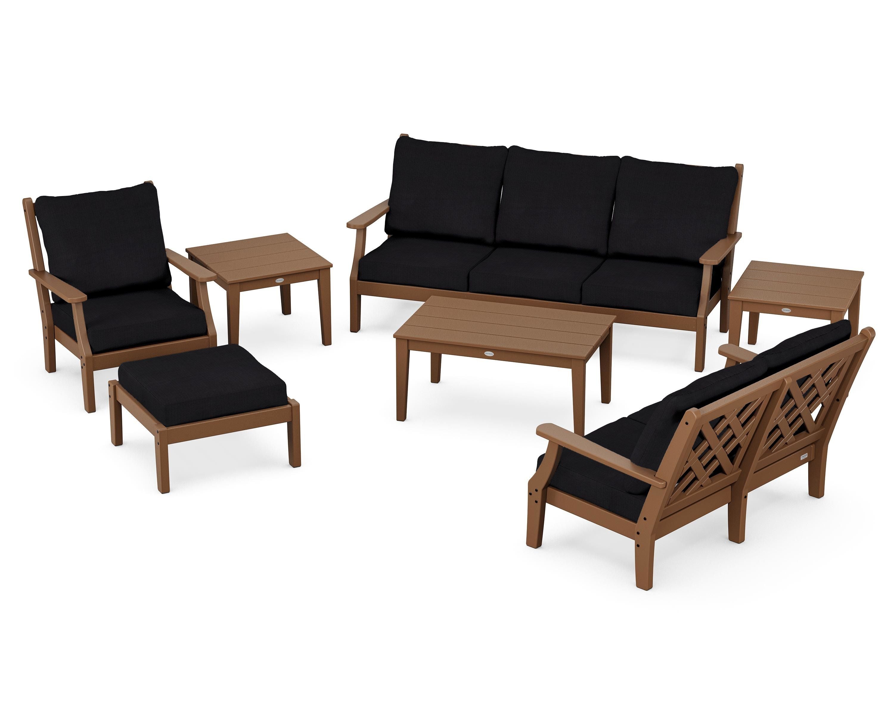 Country Living Wovendale 7-Piece Deep Seating Set in Teak / Midnight Linen