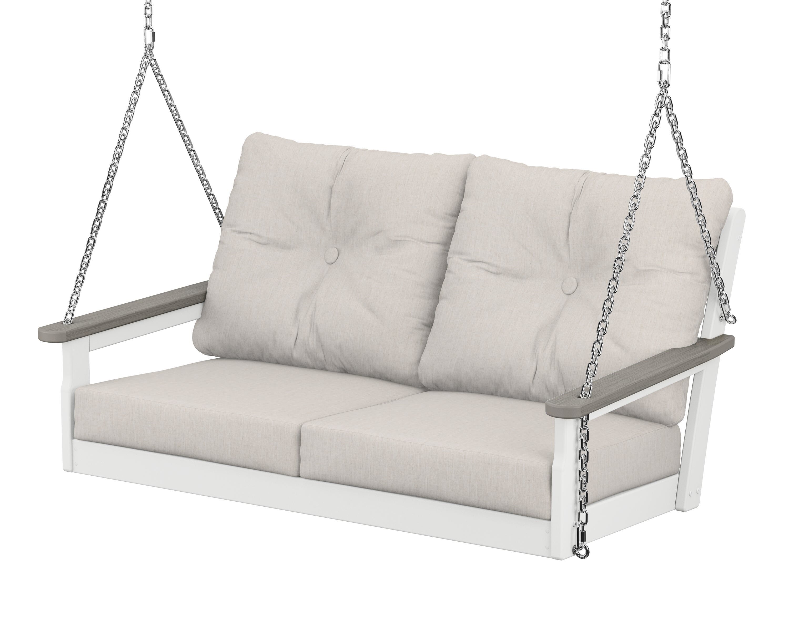 POLYWOOD® Vineyard Deep Seating Swing in White / Driftwood / Cast Ash