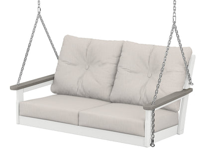 POLYWOOD® Vineyard Deep Seating Swing in White / Driftwood / Cast Ash