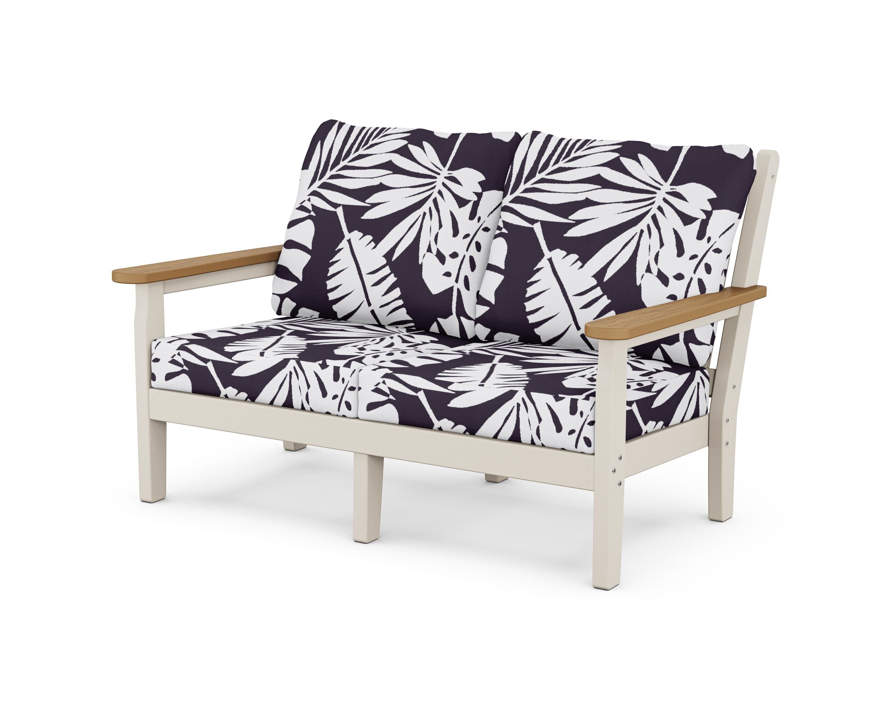 POLYWOOD® Chippendale Deep Seating Loveseat in Sand / Natural / Leaf Navy