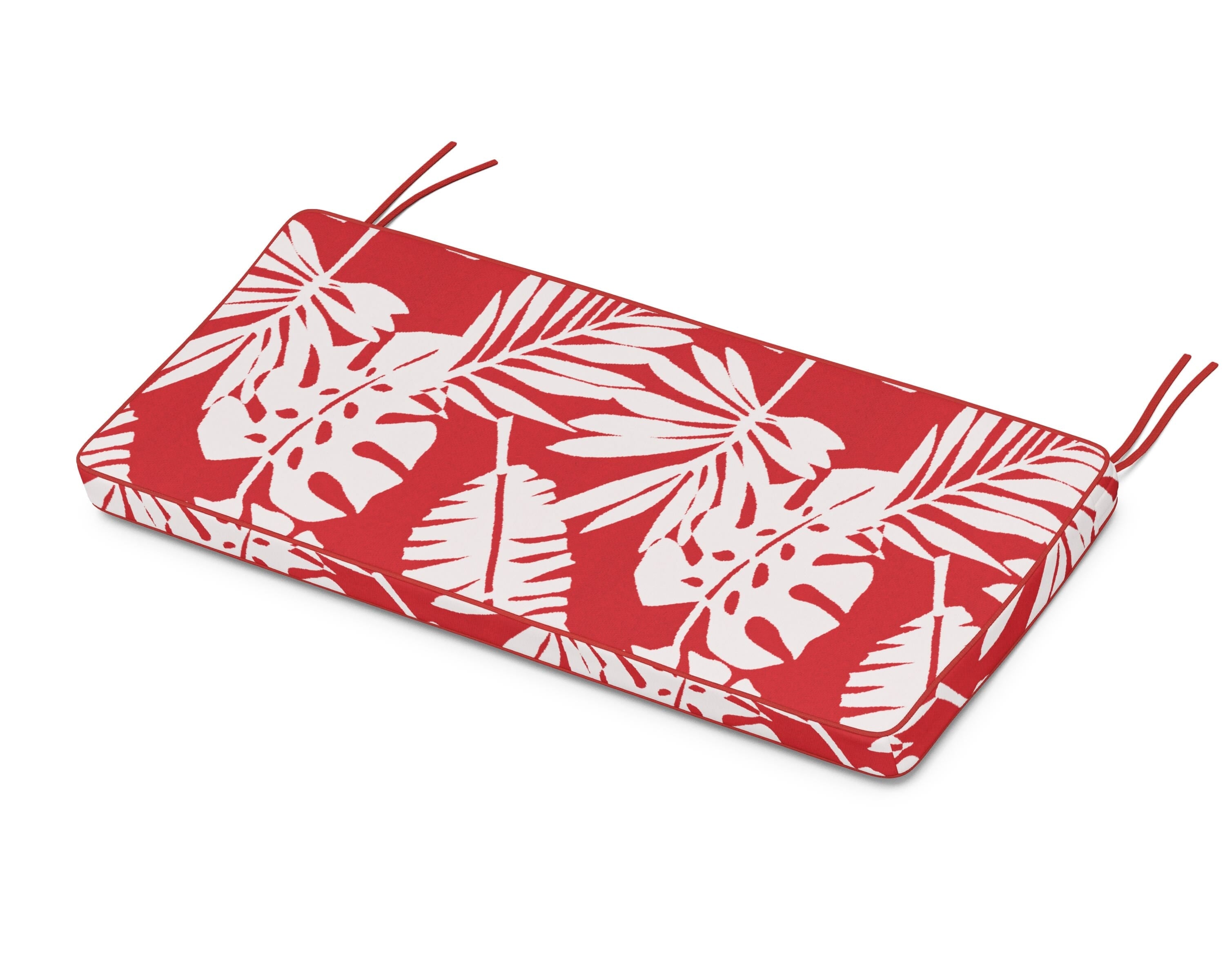 Martha Stewart by POLYWOOD® Chinoiserie Bench Seat Cushion in Leaf Crimson