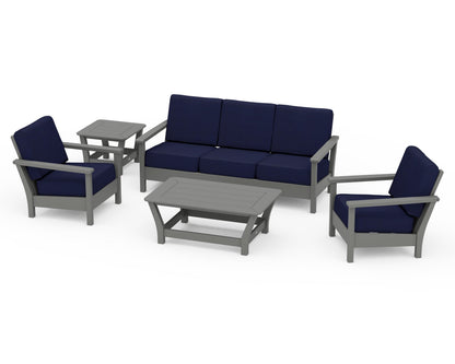 POLYWOOD® Harbour 5-Piece Deep Seating Set in Slate Grey / Navy
