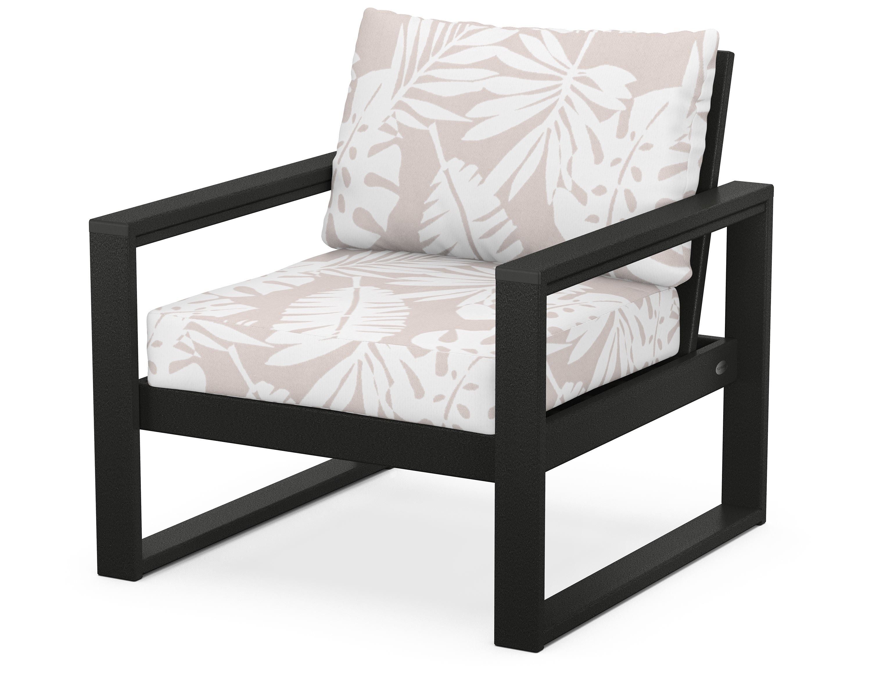 POLYWOOD® EDGE Club Chair in Black / Leaf Dune Burlap