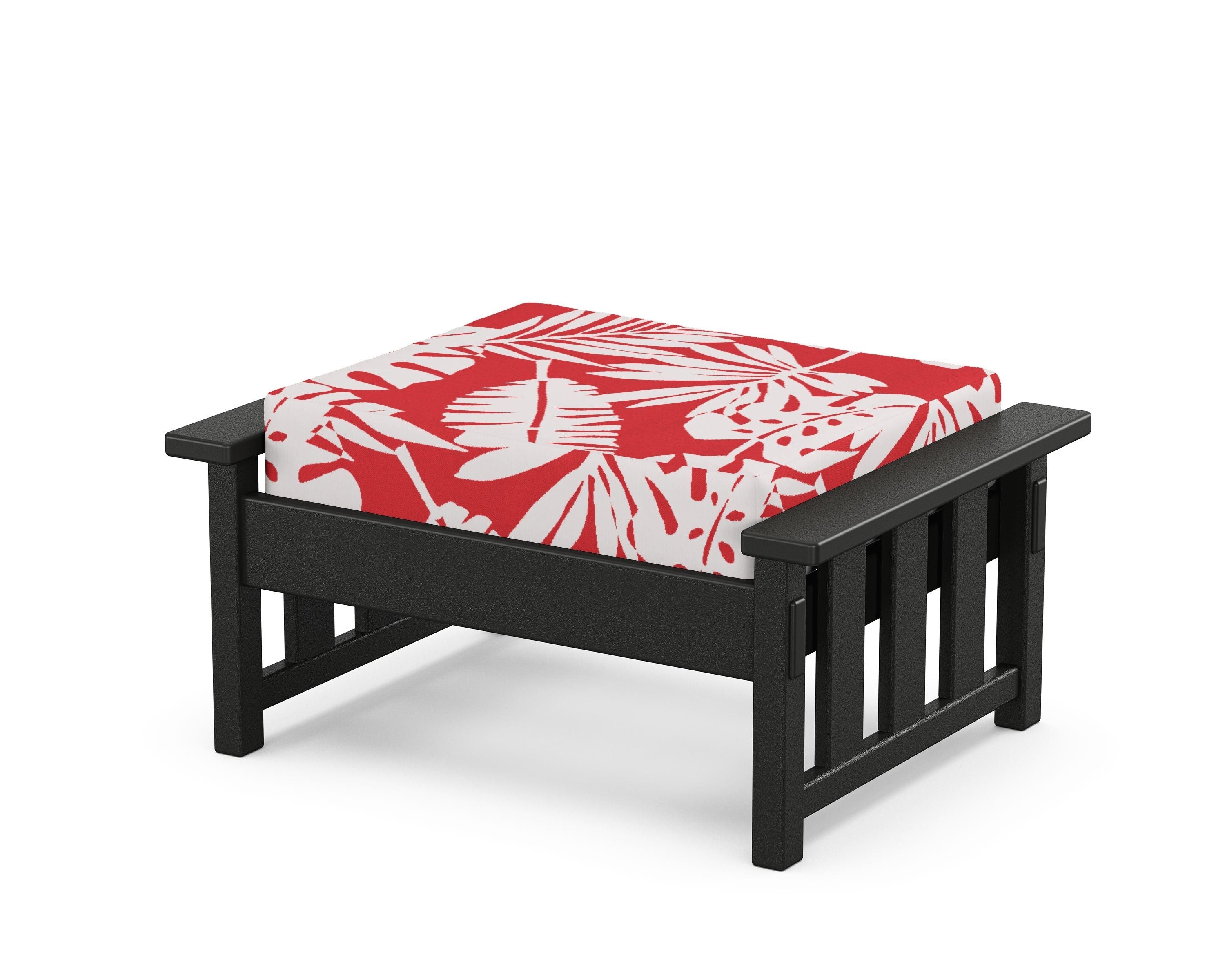 Martha Stewart by POLYWOOD® Acadia Deep Seating Ottoman in Black / Leaf Crimson