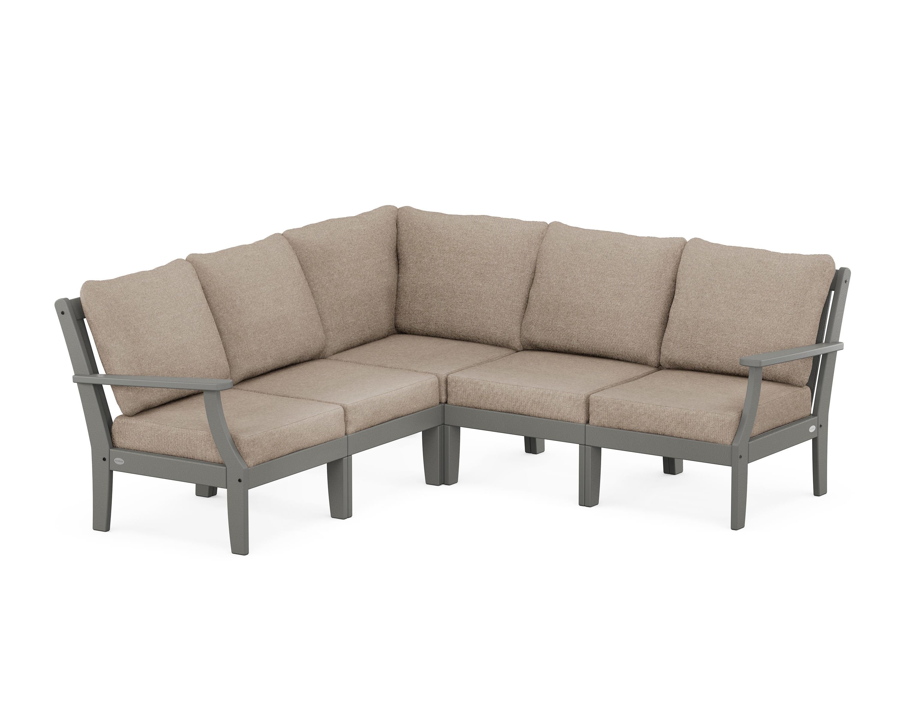 POLYWOOD® Braxton Modular 5-Piece Deep Seating Set in Slate Grey / Spiced Burlap