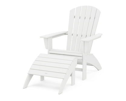 POLYWOOD® Nautical Curveback Adirondack Chair 2-Piece Set with Ottoman in White