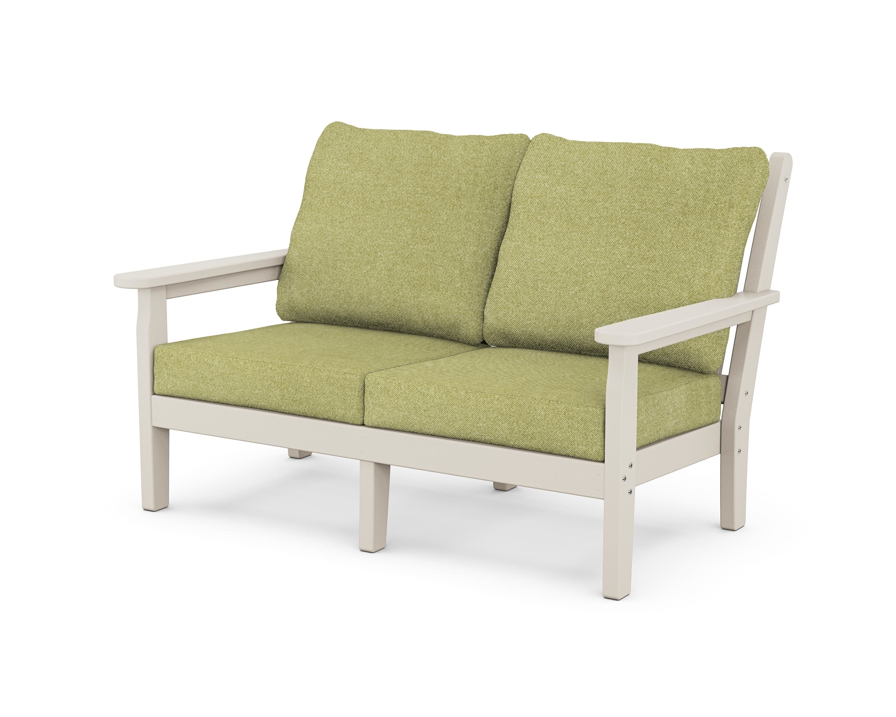 POLYWOOD® Chippendale Deep Seating Loveseat in Sand / Chartreuse Boucle