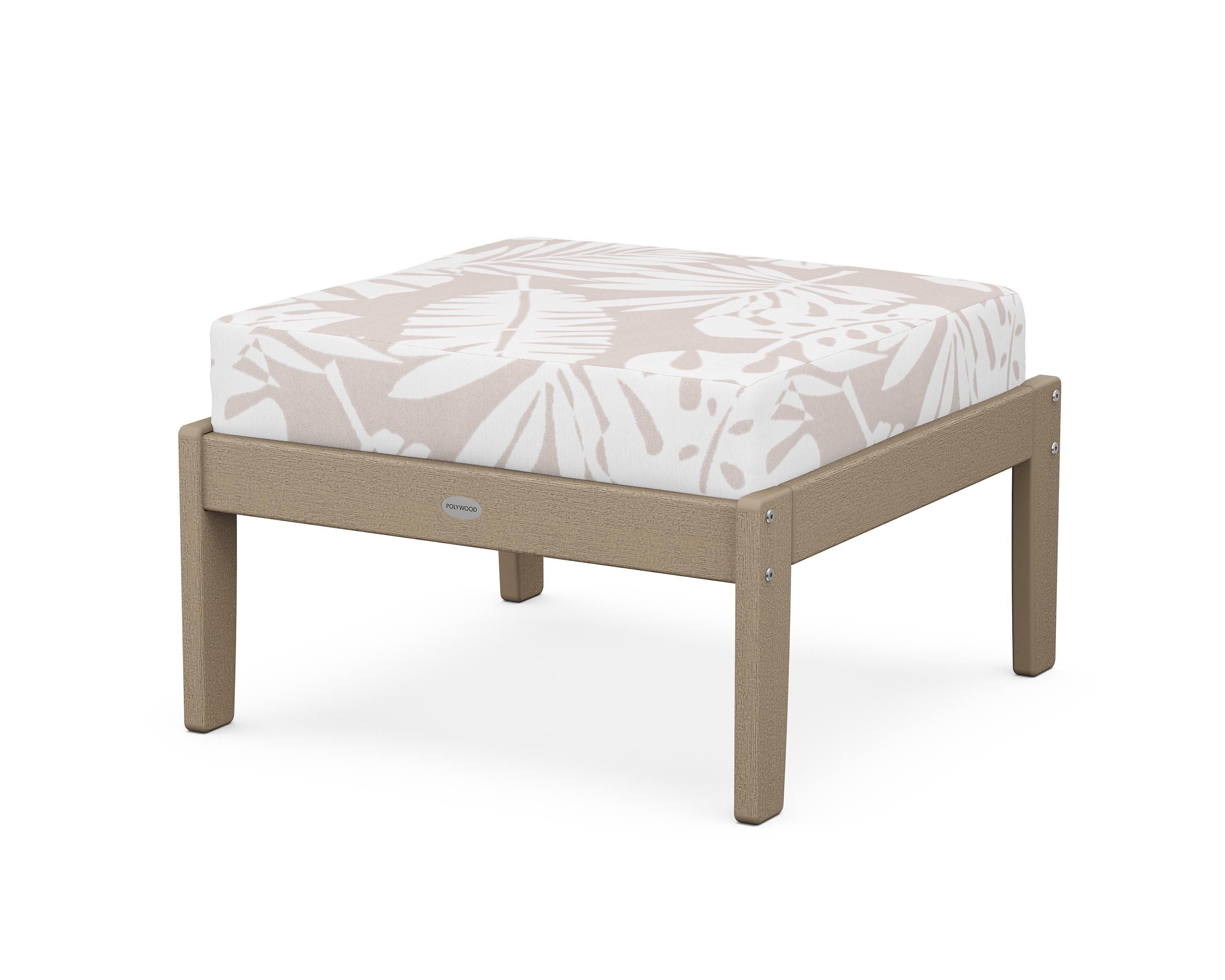 POLYWOOD® Braxton Deep Seating Ottoman in Vintage Sahara / Leaf Dune Burlap
