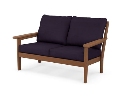 Country Living Cottage Deep Seating Loveseat in Teak / Navy Linen