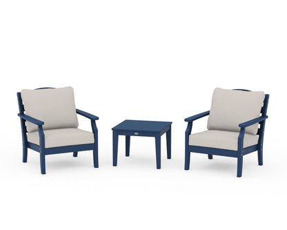 Draper James™ by  POLYWOOD® Savannah 3-Piece Deep Seating Set in Navy / Cast Ash