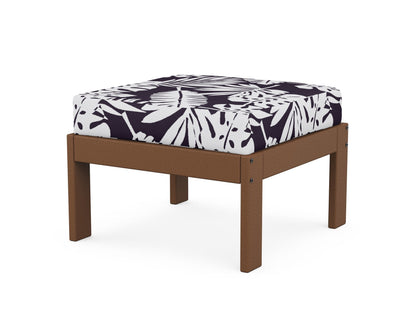 POLYWOOD® Vineyard Modular Ottoman in Teak / Leaf Navy