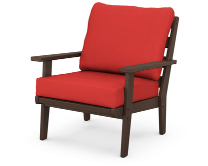 POLYWOOD® Grant Park Deep Seating Chair in Mahogany / Crimson Linen
