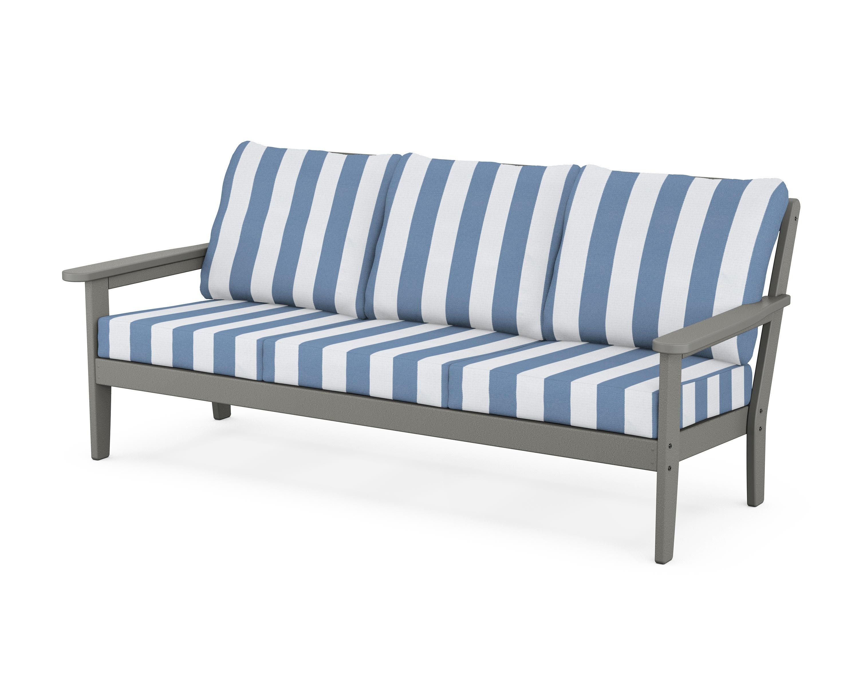 Country Living Cottage Deep Seating Sofa in Slate Grey / Cabana Stripe Sky Blue