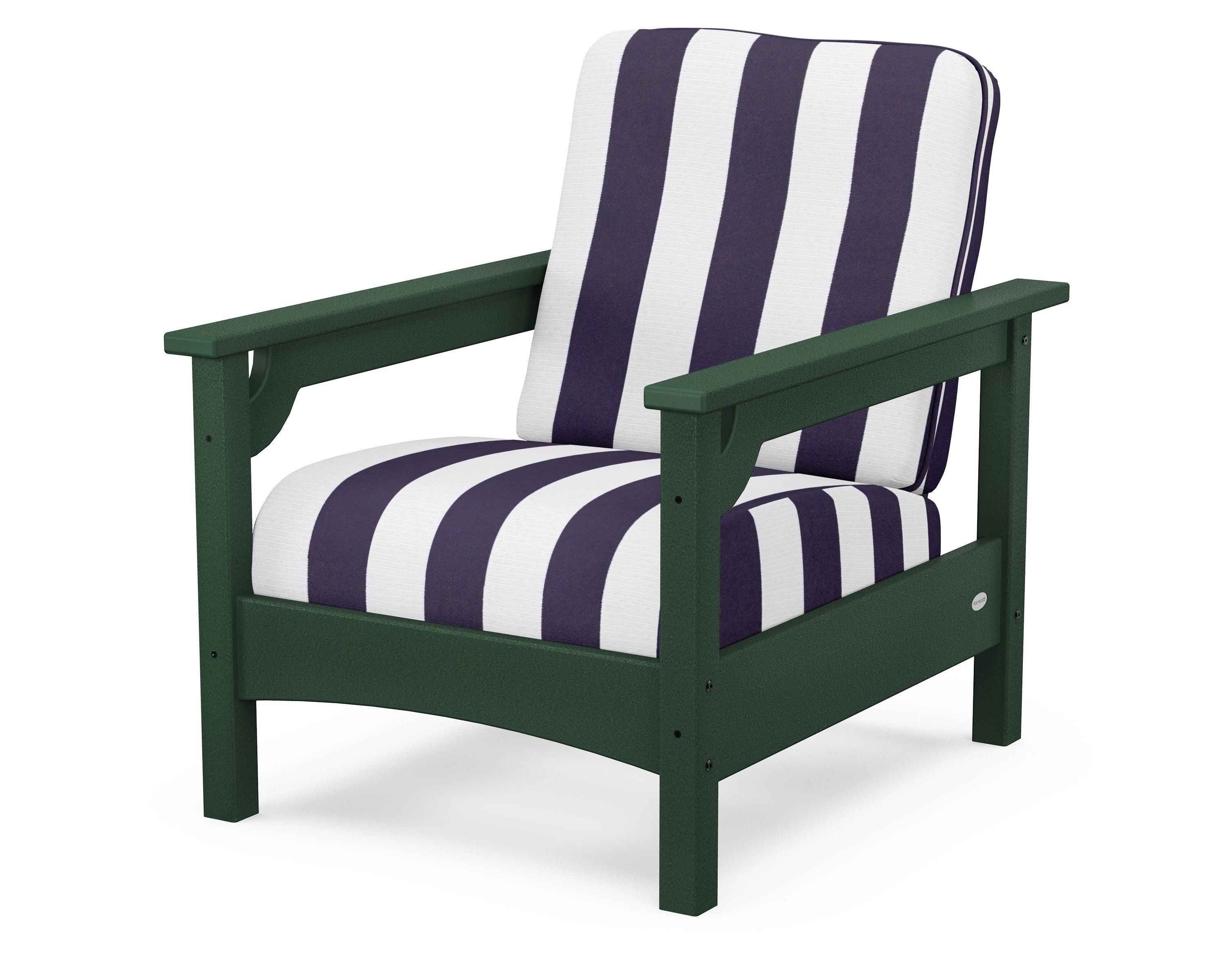 POLYWOOD® Club Chair in Green / Cabana Stripe Navy