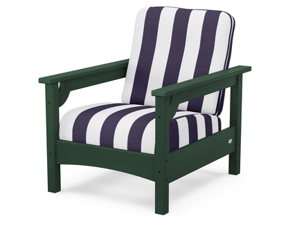POLYWOOD® Club Chair in Green / Cabana Stripe Navy