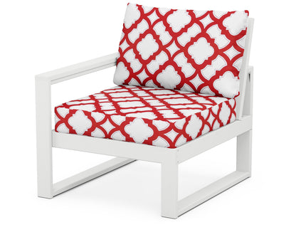 POLYWOOD® EDGE Modular Left Arm Chair in White / Trellis Crimson