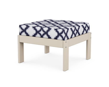 POLYWOOD® Vineyard Modular Ottoman in Sand / Trellis Navy