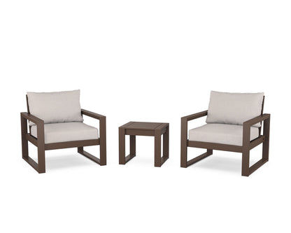 POLYWOOD® EDGE Sectional 3-Piece Deep Seating Set in Mahogany / Dune Burlap