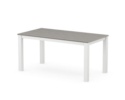 POLYWOOD® Studio Parsons 34" X 64" Dining Table in White / Driftwood